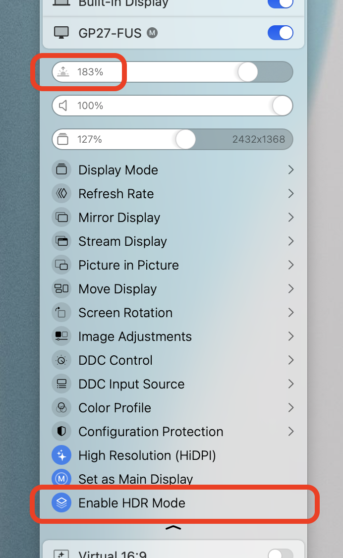 亮度滑块超过100%