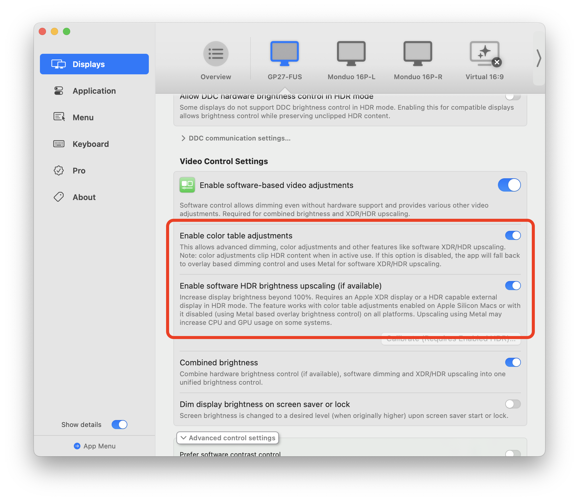 色彩表增强设置